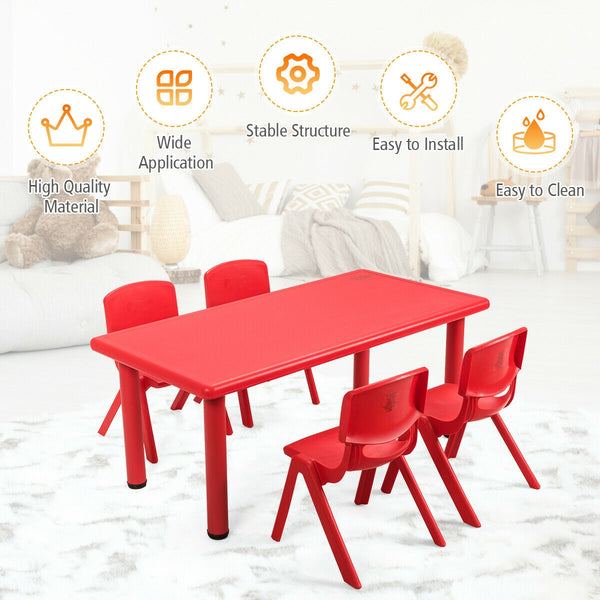 Rectangular plastic learning and play table for children - Red
