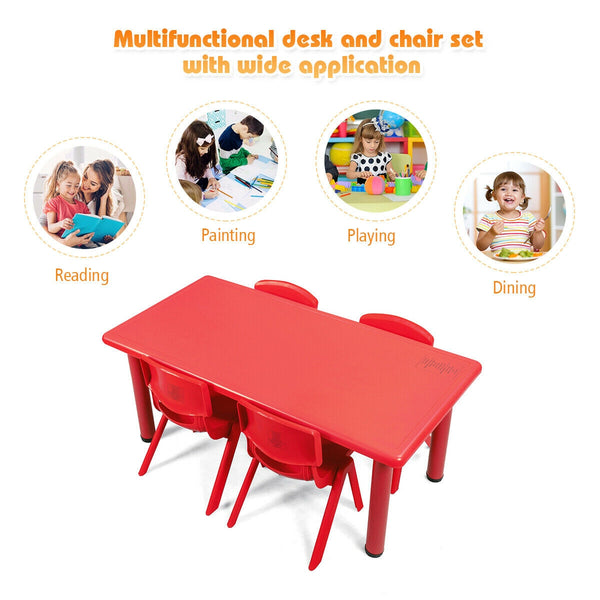Rectangular plastic learning and play table for children - Red