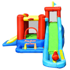 9-in-1 Inflatable Water Slide for Kids, Bouncing House (No Blower Required)