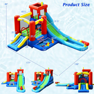 9-in-1 Inflatable Water Slide for Kids, Bouncing House (No Blower Required)