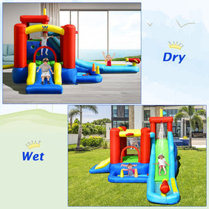 9-in-1 Inflatable Water Slide for Kids, Bouncing House (No Blower Required)
