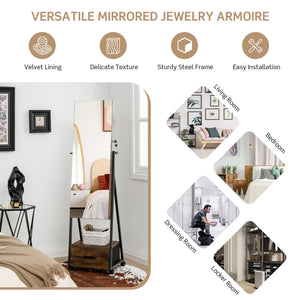 Jewelry cabinet with full-length mirror - Brown