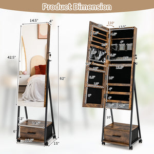 Jewelry cabinet with full-length mirror - Brown