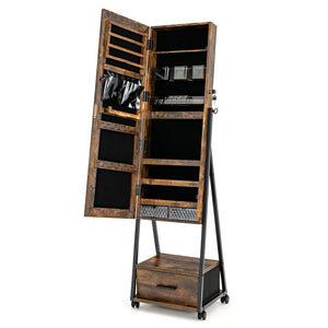 Jewelry cabinet with full-length mirror - Brown
