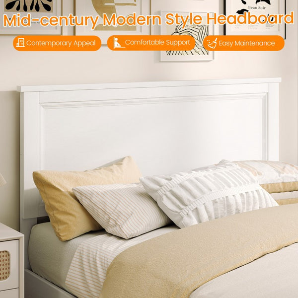 Full-size slatted bed frame with tall headboard