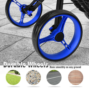 4-wheel golf trolley with brake, scoreboard and adjustable handle