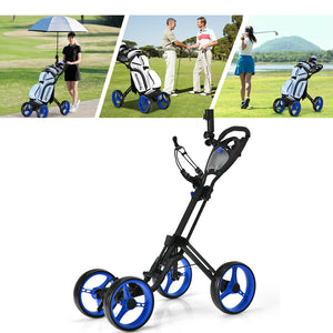 4-wheel golf trolley with brake, scoreboard and adjustable handle