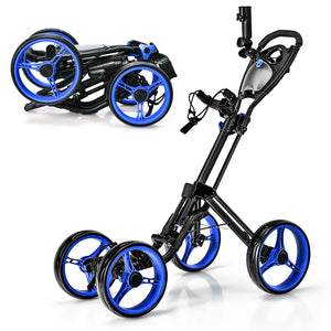 4-wheel golf trolley with brake, scoreboard and adjustable handle