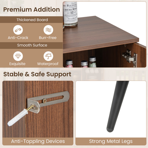 Mid-century modern sideboard with wine rack for 9 bottles - Walnut 