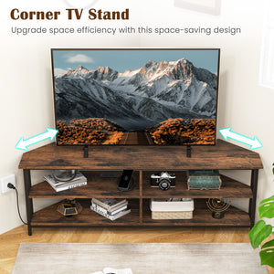3-tier corner TV stand for TVs up to 65 inches with charging station