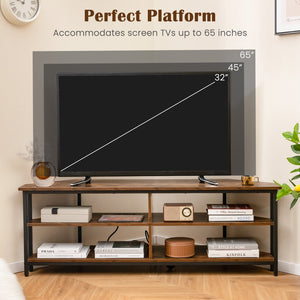 3-tier corner TV stand for TVs up to 65 inches with charging station