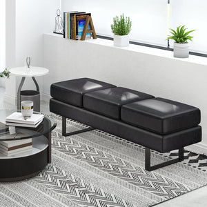 Waiting room bench with metal legs - Black