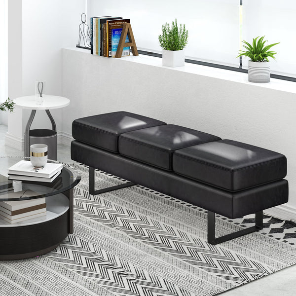 Waiting room bench with metal legs - Black
