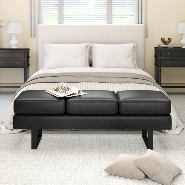 Waiting room bench with metal legs - Black