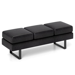 Waiting room bench with metal legs - Black