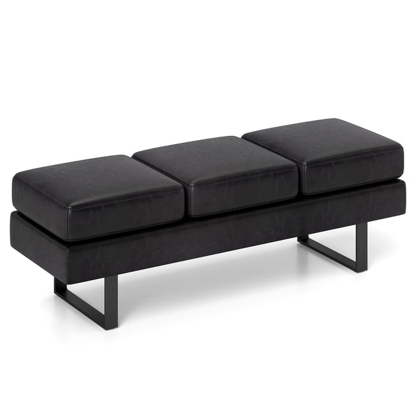 Waiting room bench with metal legs - Black