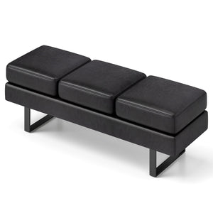 Waiting room bench with metal legs - Black