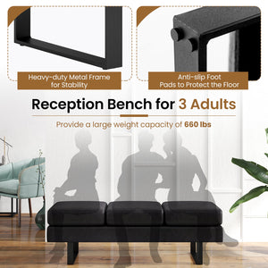 Waiting room bench with metal legs - Black