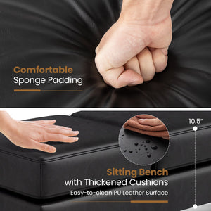 Waiting room bench with metal legs - Black