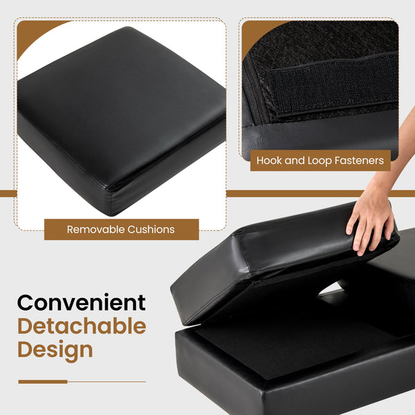 Waiting room bench with metal legs - Black