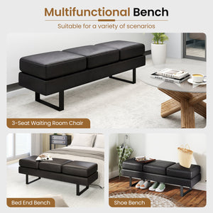 Waiting room bench with metal legs - Black