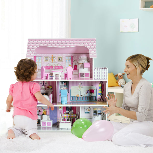 28-inch pink dollhouse with furniture