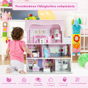 28-inch pink dollhouse with furniture
