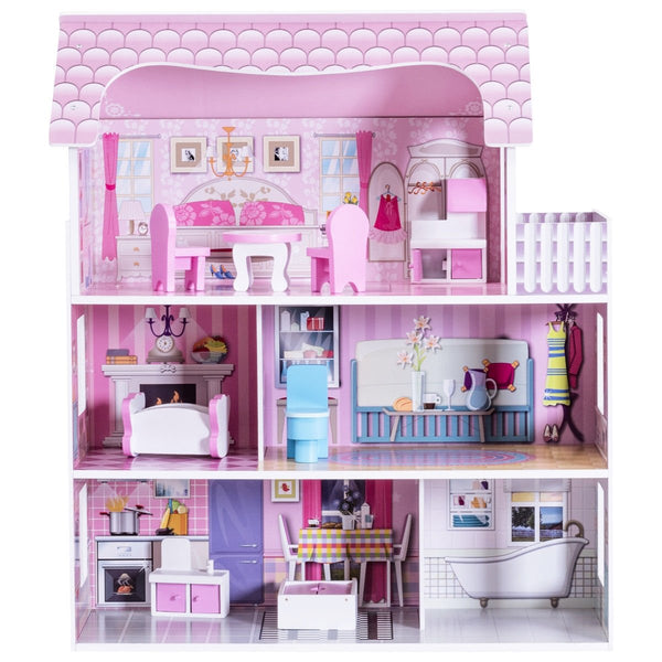 28-inch pink dollhouse with furniture