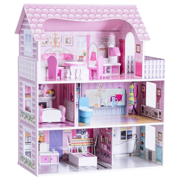 28-inch pink dollhouse with furniture