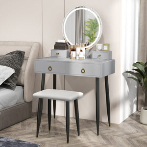 Vanity set with grey mirror