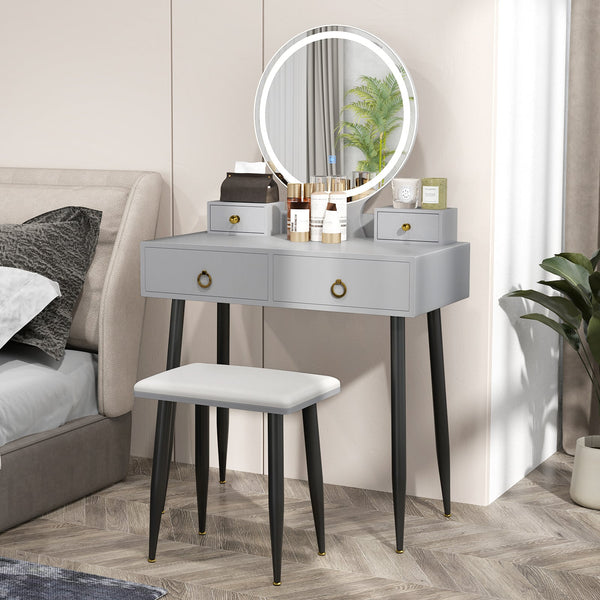 Vanity set with grey mirror