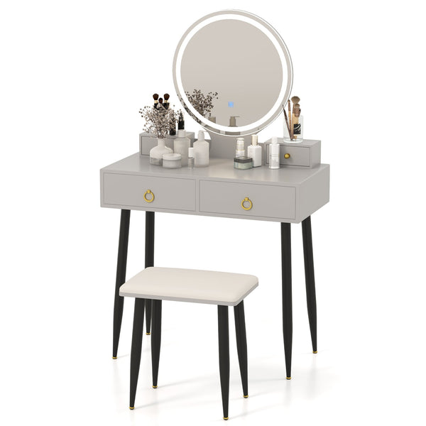 Vanity set with grey mirror