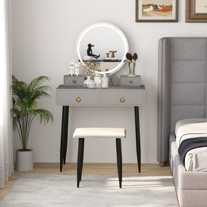 Vanity set with grey mirror