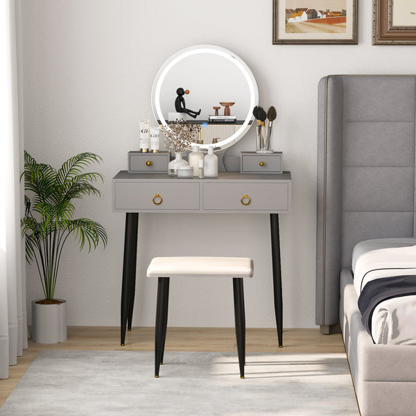 Vanity set with grey mirror