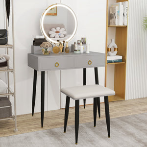 Vanity set with grey mirror