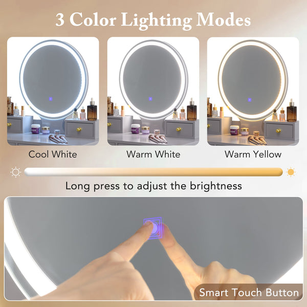 Vanity set with grey mirror