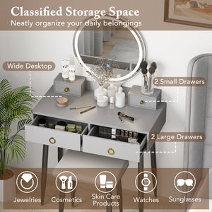 Vanity set with grey mirror