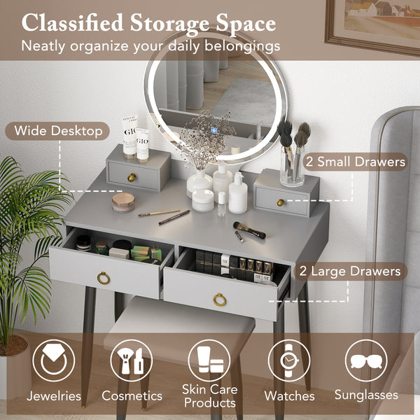 Vanity set with grey mirror