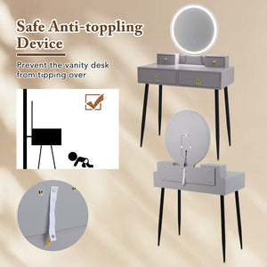 Vanity set with grey mirror
