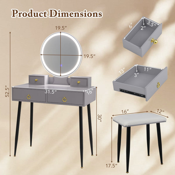 Vanity set with grey mirror