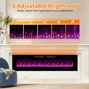Cheminée électrique ultra-mince de 42 pouces avec cristaux décoratifs et contrôle intelligent par application - 42 pouces