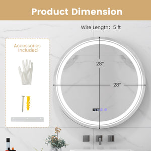Miroir de salle de bain rond antibuée à LED avec lumières LED 3 couleurs-S