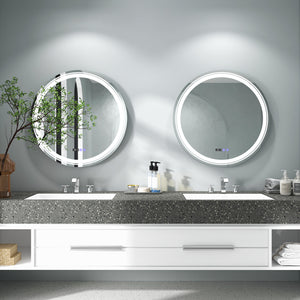Miroir de salle de bain rond antibuée à LED avec lumières LED 3 couleurs-S