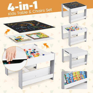 4-in-1 Activity Table and Chairs Set for Children and Toddlers with Reversible Tabletop - Grey