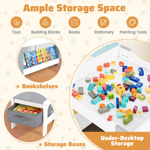 4-in-1 Activity Table and Chairs Set for Children and Toddlers with Reversible Tabletop - Grey