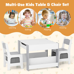 4-in-1 Activity Table and Chairs Set for Children and Toddlers with Reversible Tabletop - Grey