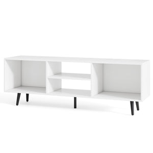 47.5-inch TV stand for 55-inch TV with compartments and metal legs - White
