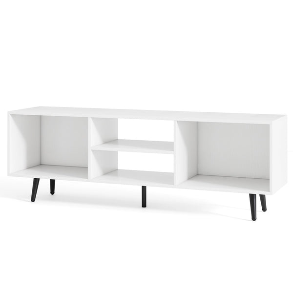 47.5-inch TV stand for 55-inch TV with compartments and metal legs - White