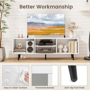 47.5-inch TV stand for 55-inch TV with compartments and metal legs - White