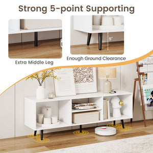 47.5-inch TV stand for 55-inch TV with compartments and metal legs - White